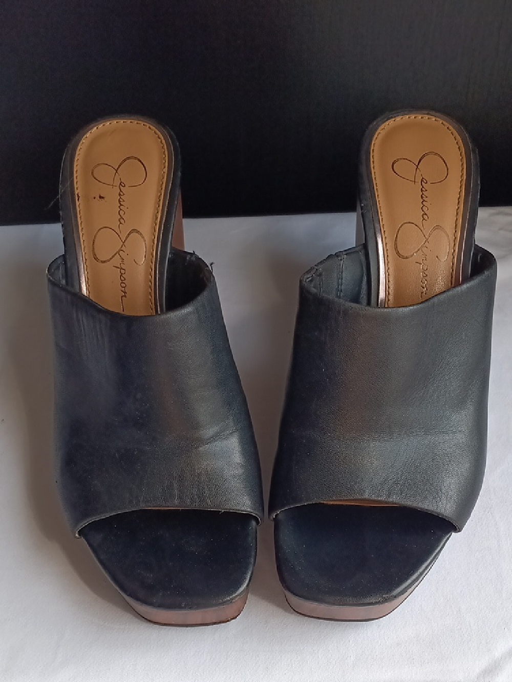 Jessica Simpson Black Open-Toe Mules